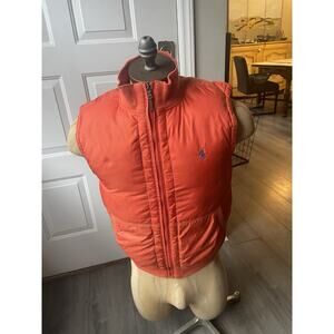 Polo Ralph Lauren Gilet Adult Medium Orange Down Puffer Pony Vest Jacket Mens